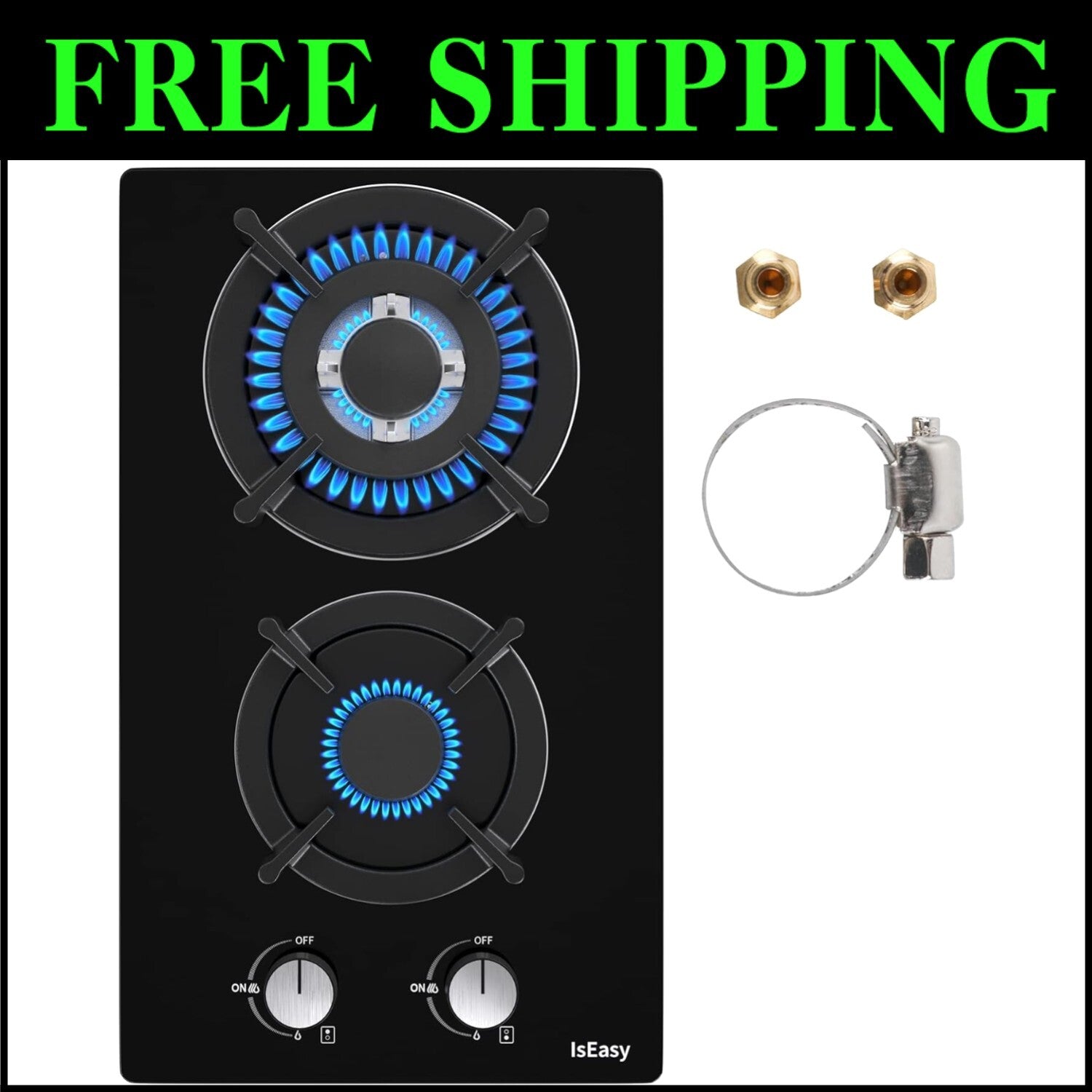 Compact 120V Built-in Gas Hob with Dual Fuel Compatibility and Safety Features