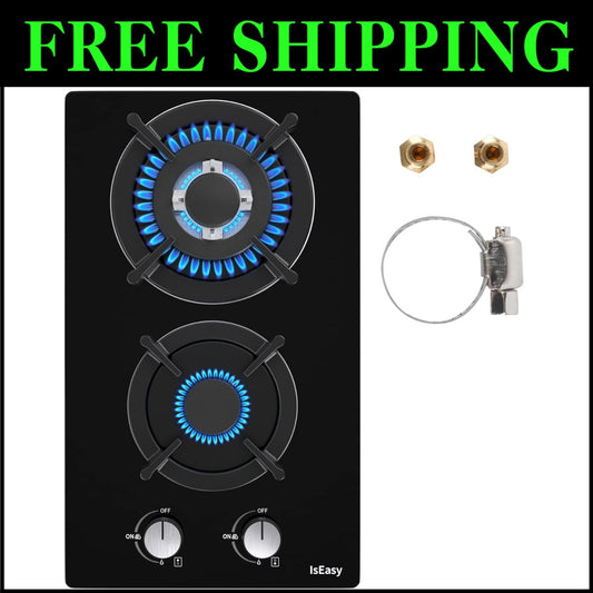 Compact 120V Built-in Gas Hob with Dual Fuel Compatibility and Safety Features