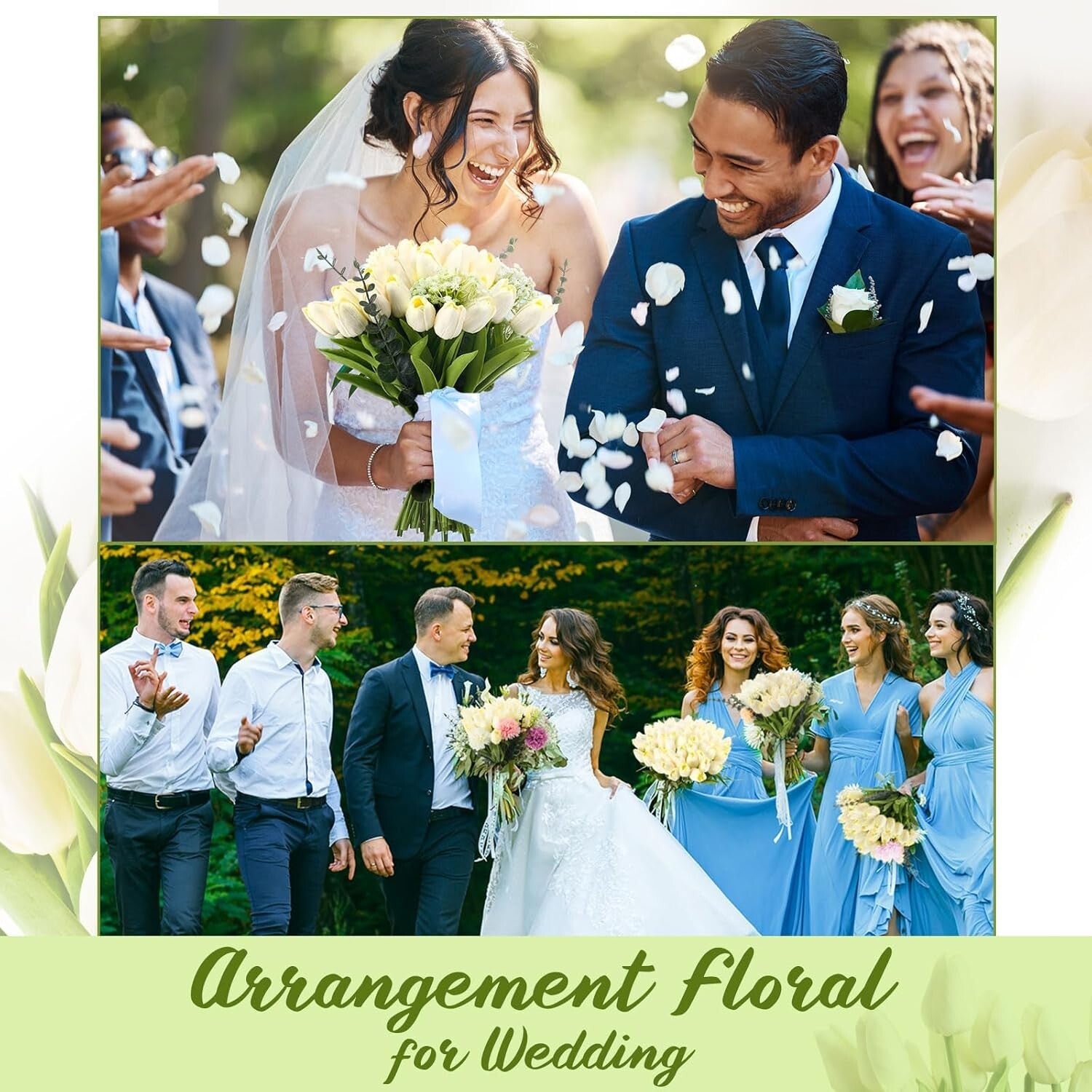 Realistic 75-Pack Milk White Artificial Tulips for Event and Home Arrangements