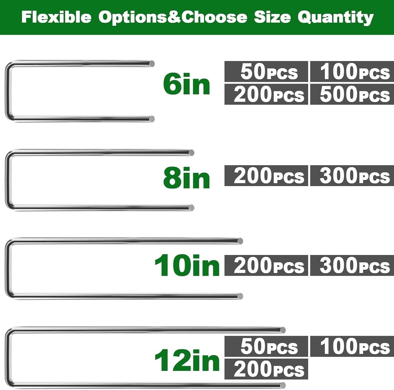 200 Pack 10-Inch Heavy-Duty Galvanized Landscape Staples for Garden & Fabric