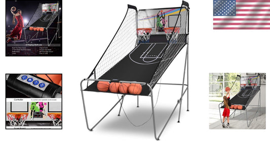 Electronic Double Shot Basketball Game with 4 Balls & Competitive Scoring System