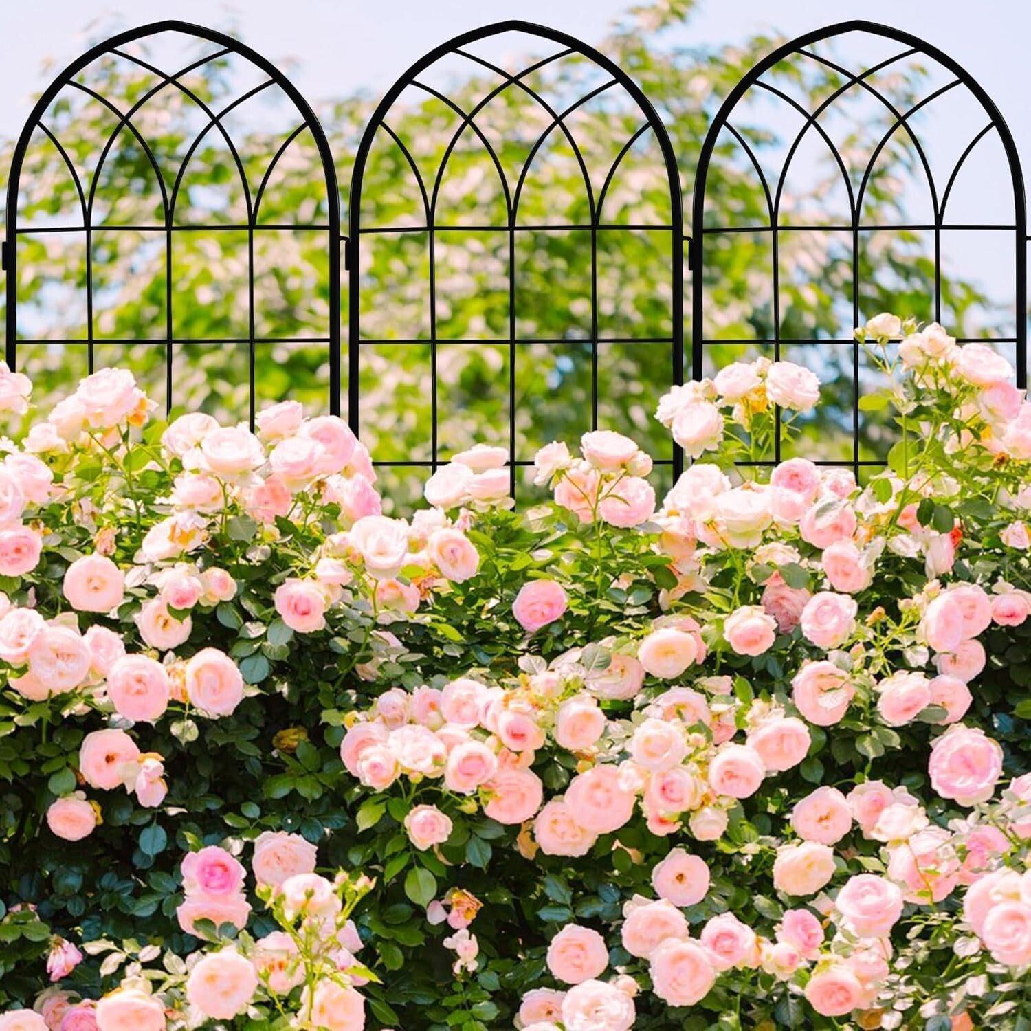 Durable 71x20in Rust-Proof Iron Trellis Set - Perfect for Climbing Roses & Vines