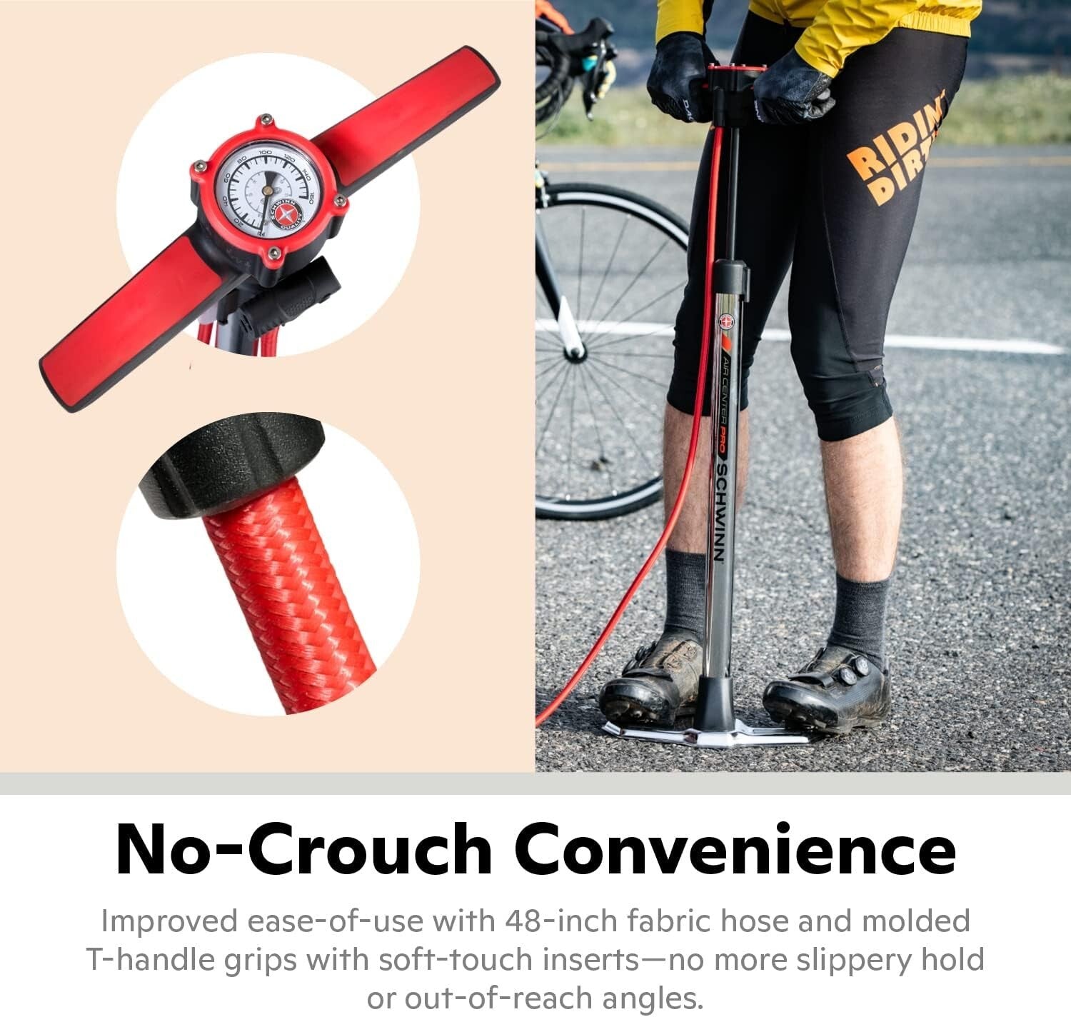 Dual Head Floor Bike Pump - 160 PSI, Portable & Versatile for All Cyclists