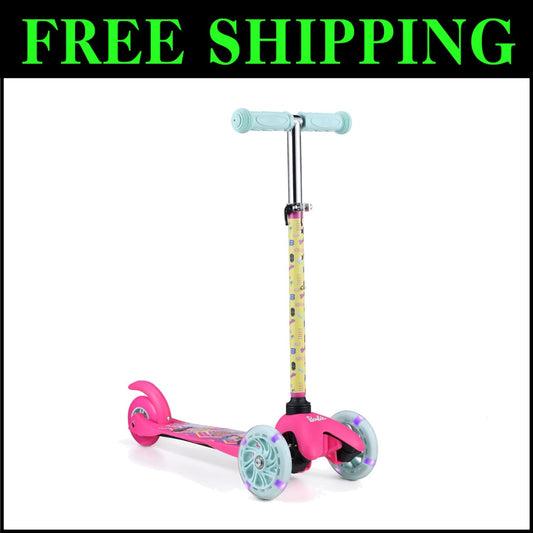 Durable & Fun Barbie Kids Scooter with Light-Up Wheels - Ages 3-7, Lean-to-Steer