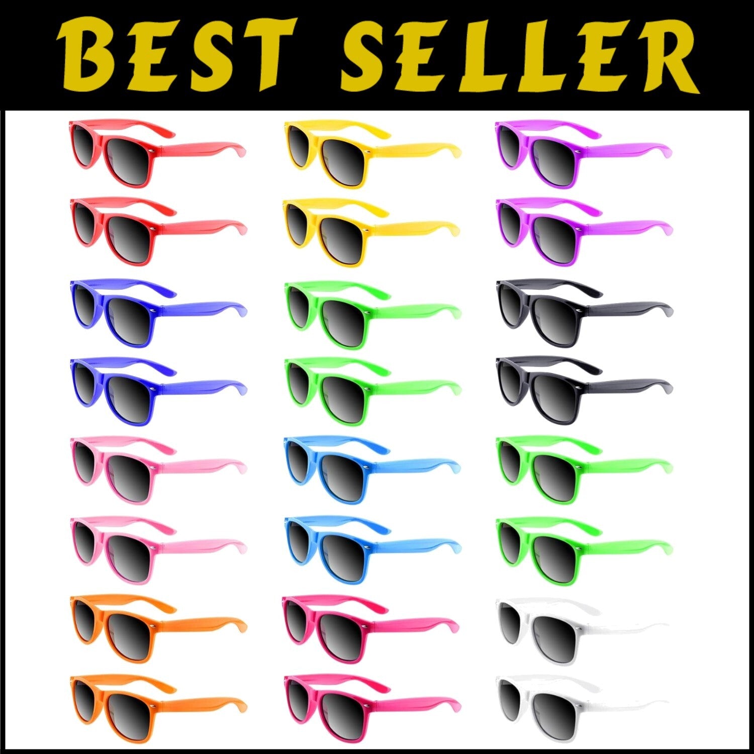 Ergonomic Bulk Neon Party Sunglasses - Fun Gifts for Kids and Adults (96 Packs)