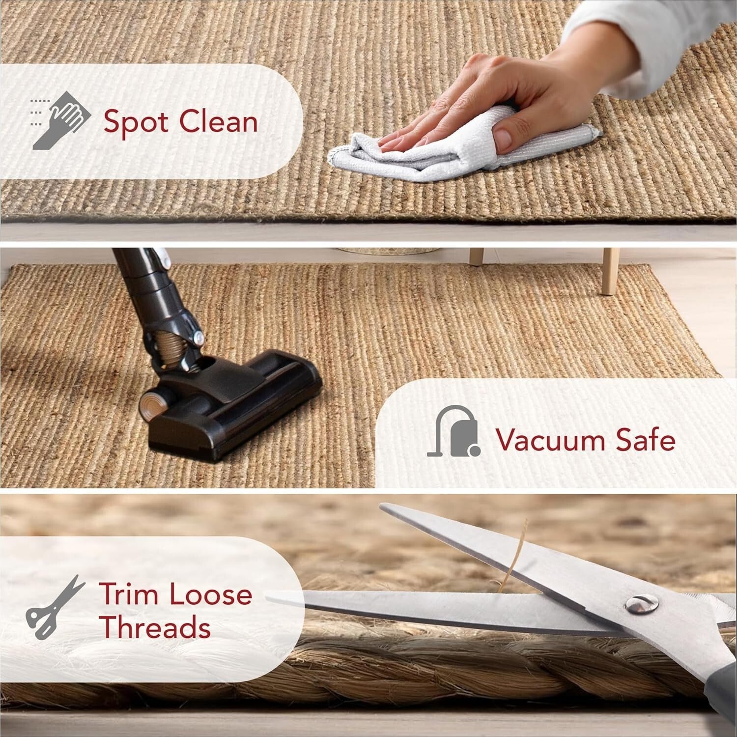 Durable 2x6 Natural Fiber Jute Runner Rug - Ideal for High Traffic Areas