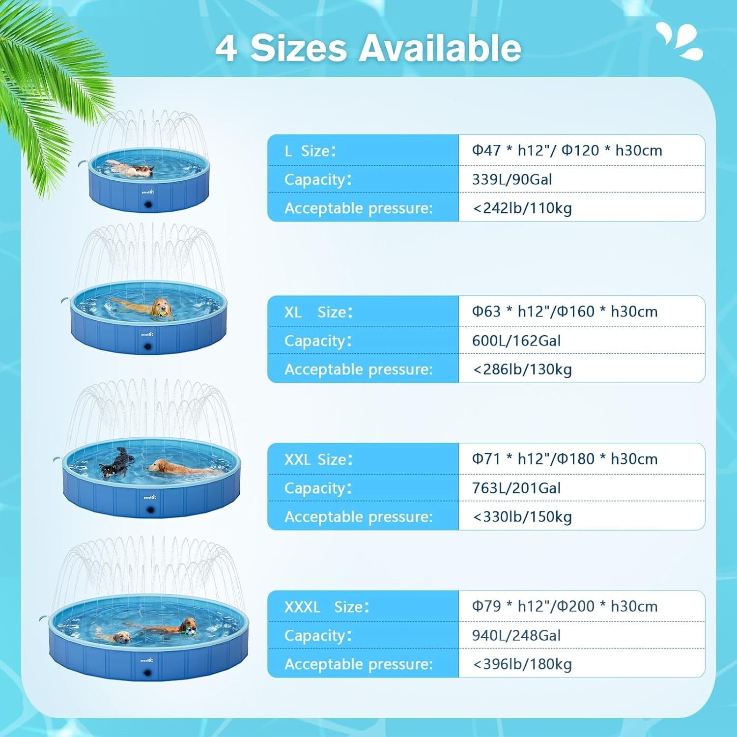 Extra-Large Foldable Dog Pool with Sprinkler - Portable Splash Wading Fun!