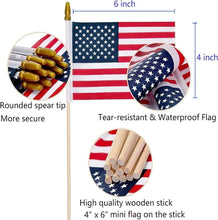 Load image into Gallery viewer, 200 Pack Mini American Flags on Stick - 4x6 Inch for Patriotic Celebrations