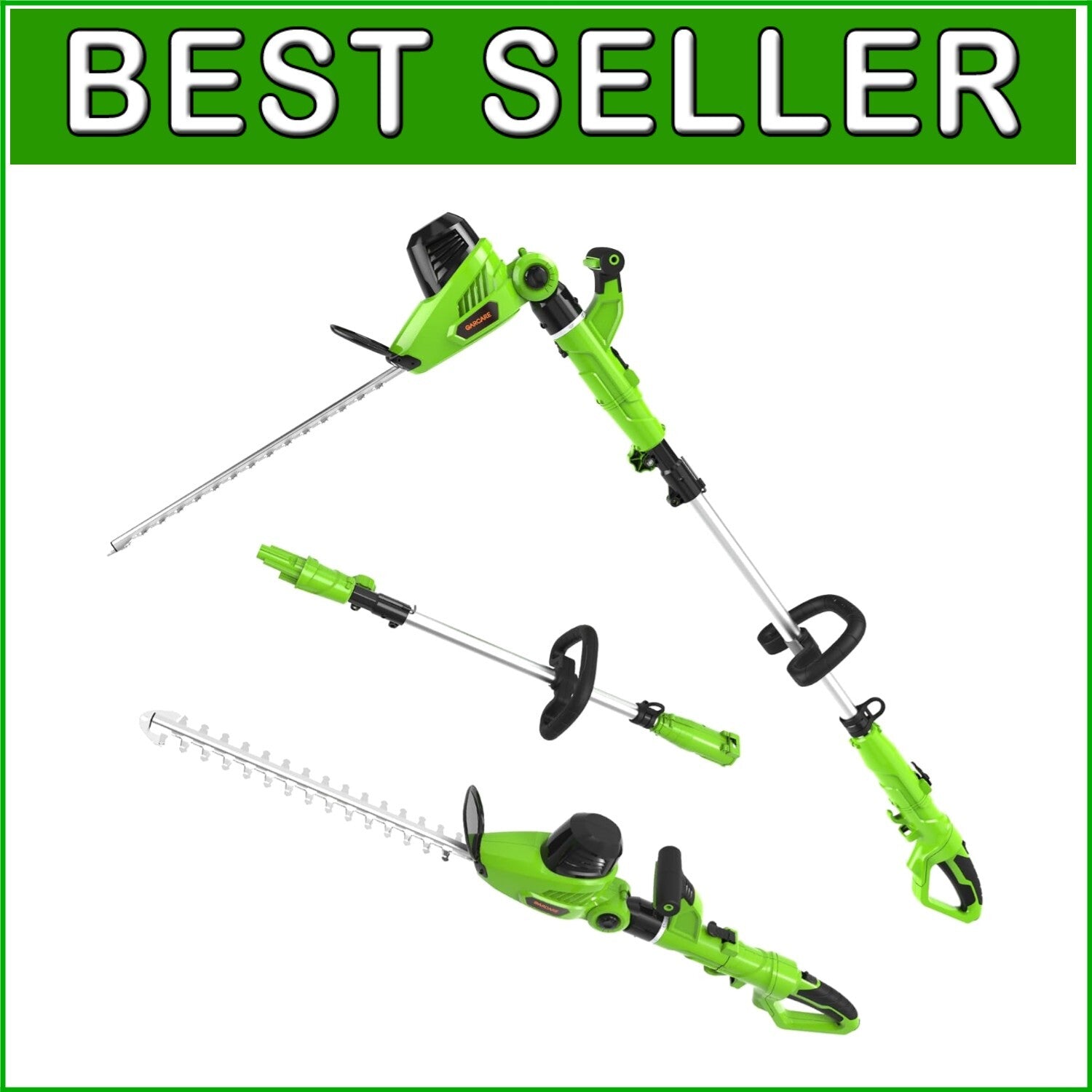 18-Inch Electric Hedge Trimmer w/ Dual-Action Blade & Telescopic Pole Reach