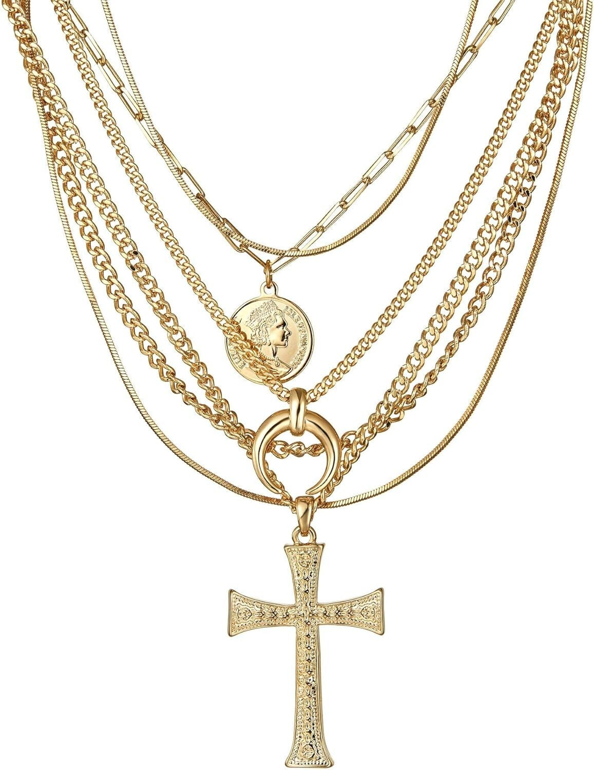 Stunning 6-Layer Gold Pendant Necklace for Women - Perfect Gift & Daily Wear