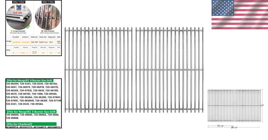 17" Grill Grates - Solid SUS 304 Stainless Steel for Nexgrill, Kenmore, Uniflame