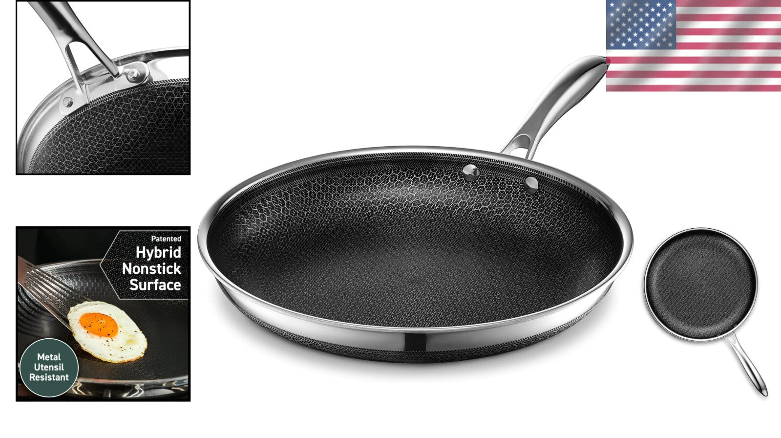 Durable Hybrid Nonstick Frying Pan - 12-Inch Induction-Ready Kitchen Essential