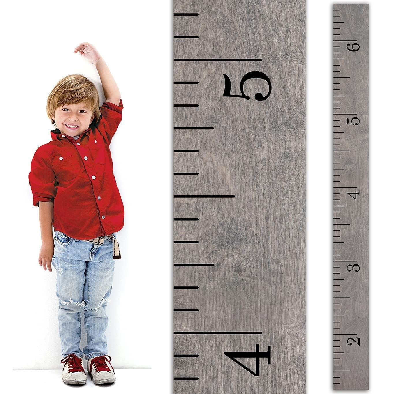 Durable 63" Wooden Growth Chart for Kids – Rustic Height Measurement Chart