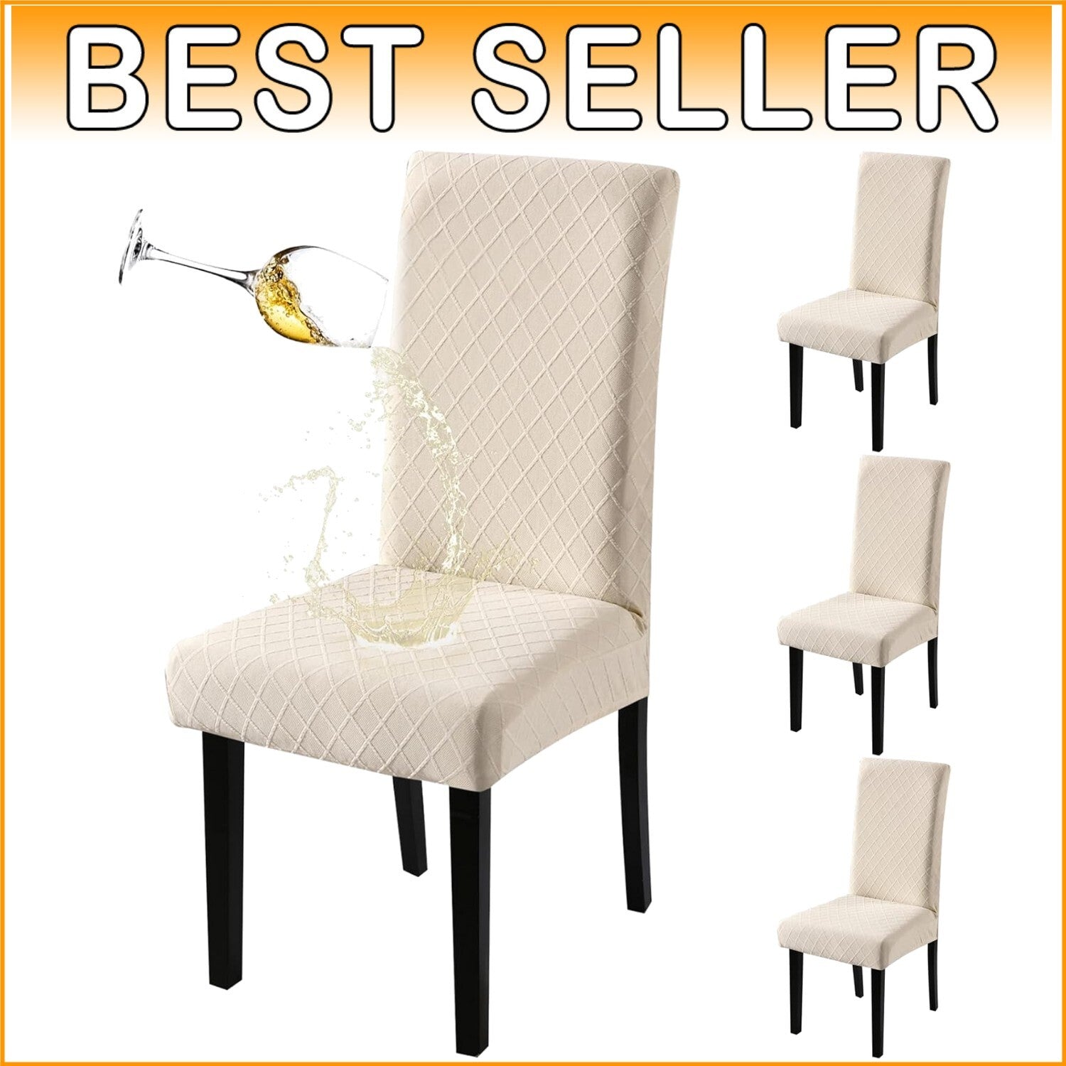 4 Pack Removable Washable Chair Covers - Elegant Stretch for Dining & Kitchen