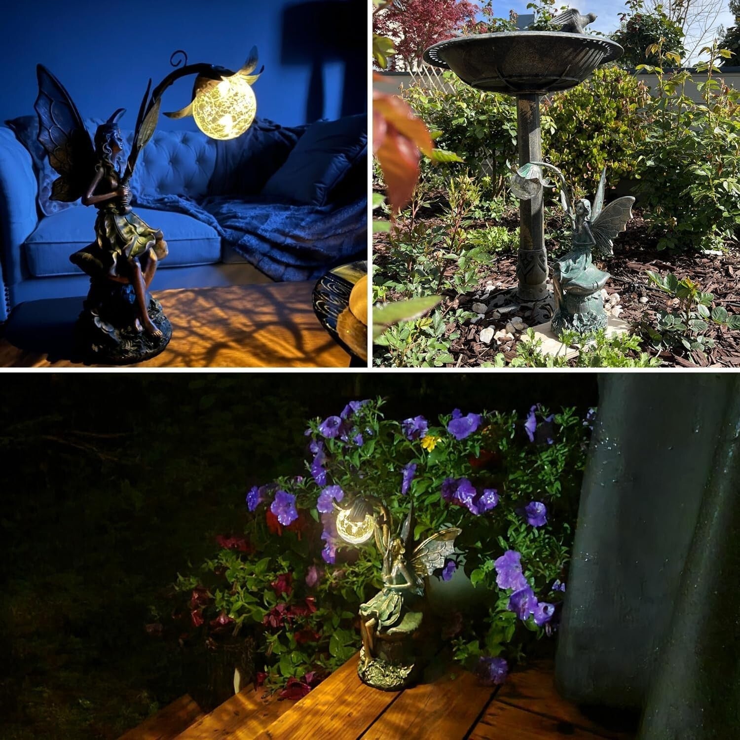 Elegant Patina Bronze Fairy Sculpture - Perfect Gift for Garden Lovers - 13.8"