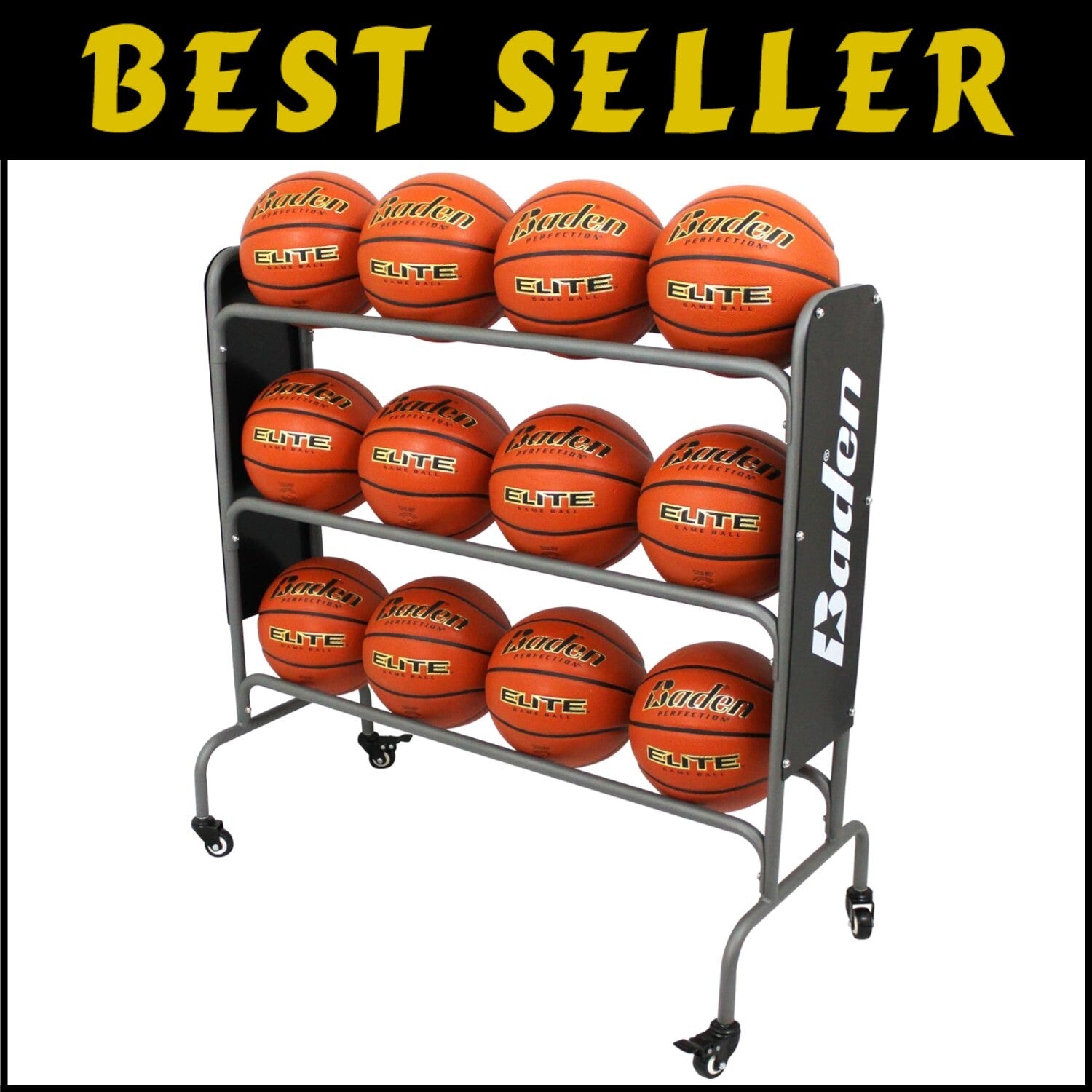 Versatile 3-Tier Basketball Organizer with Locking Wheels - Perfect for Gyms