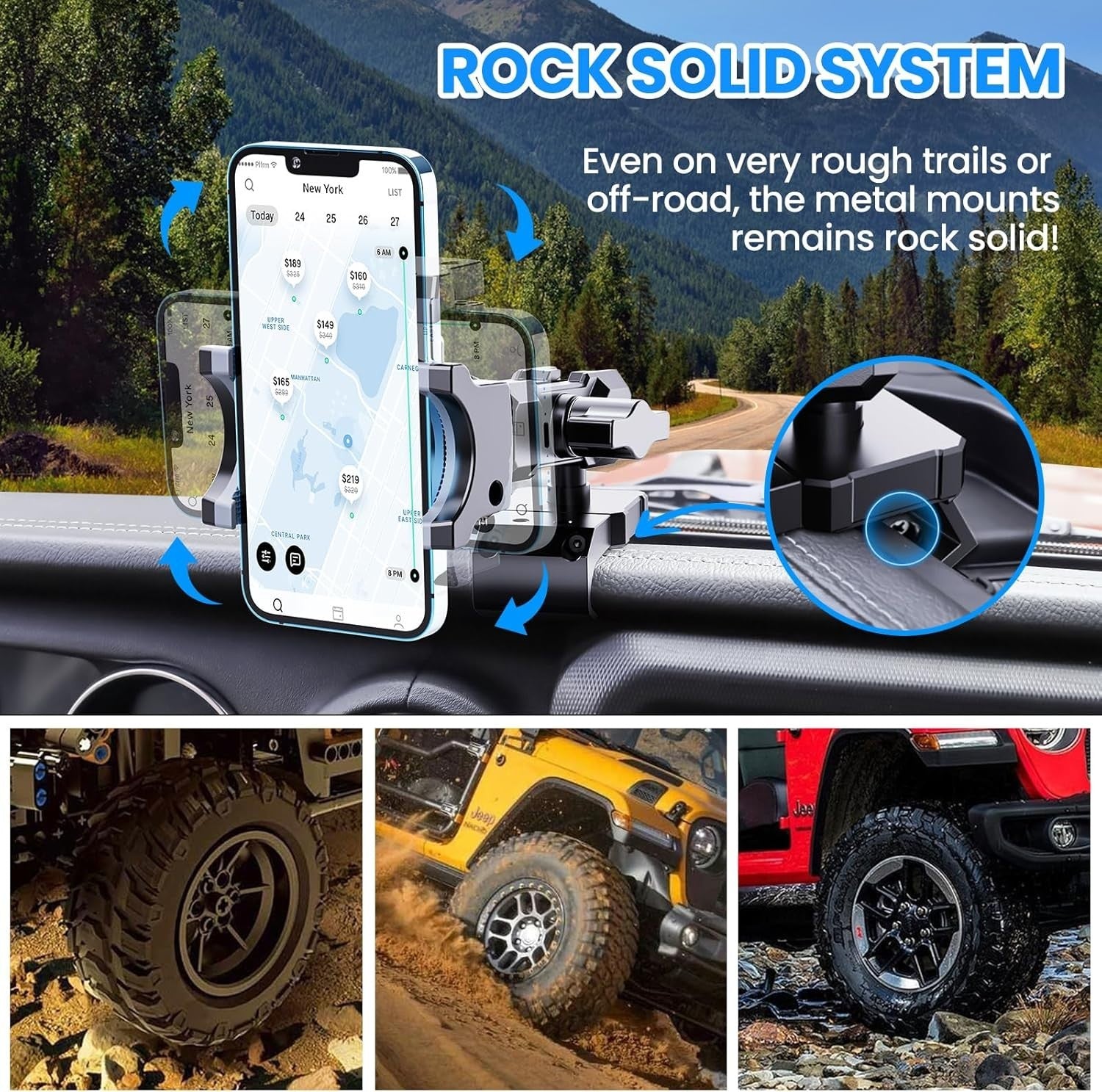 Secure 360° Phone Mount for Jeep Wrangler & Gladiator - Driver Side Convenience