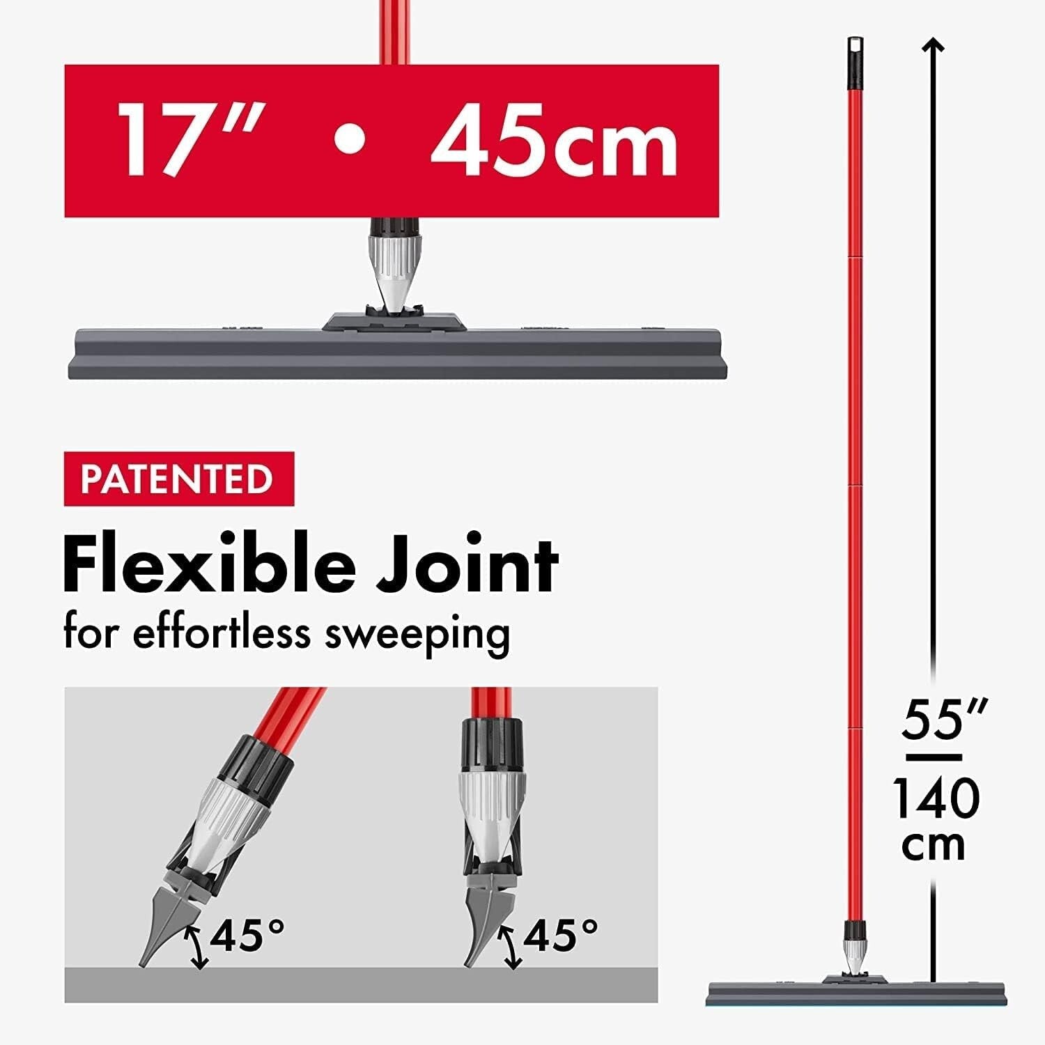 Effortless Floor Cleaning with Heavy Duty 17-Inch Silicone Squeegee Broom