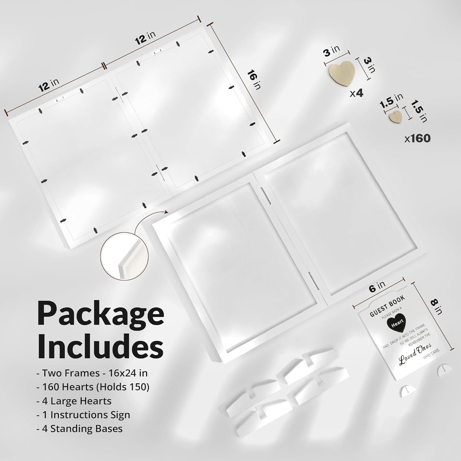 Rustic Wedding Guest Book with 160 Hearts - Unique Decor for Special Occasions