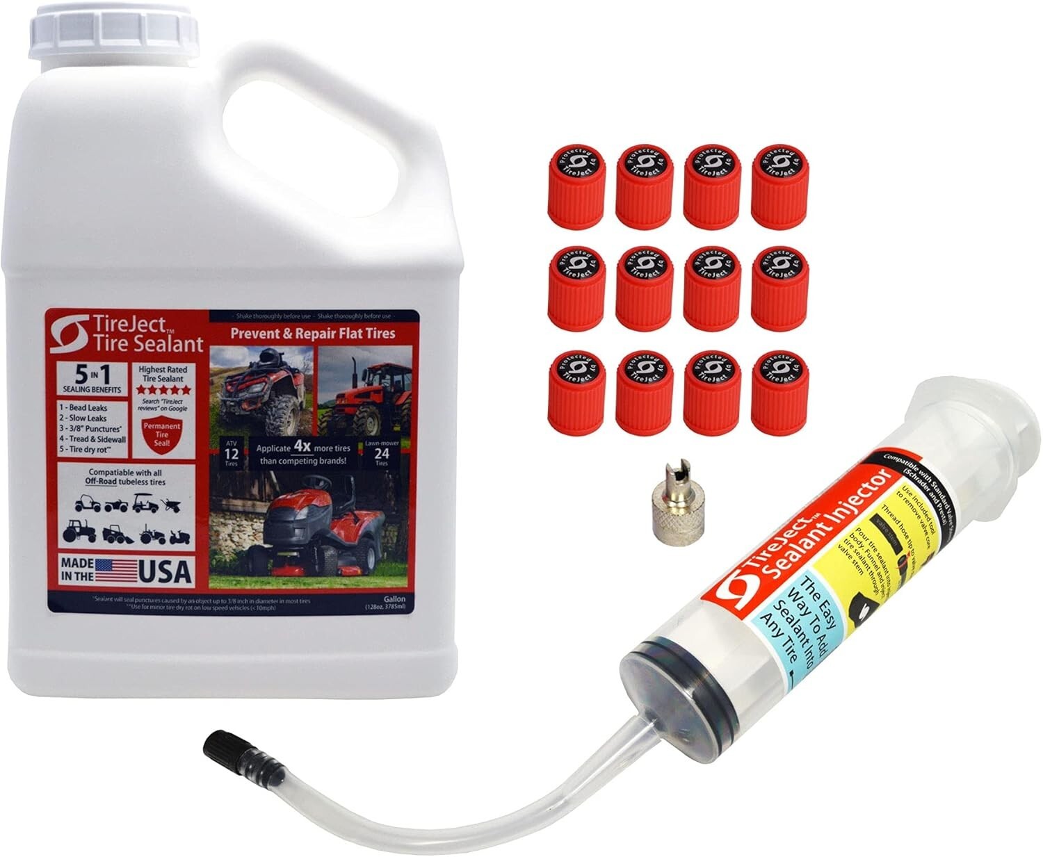 Instant Flat Tire Repair with 5-in-1 Gallon Sealant - Includes Tools for Ease