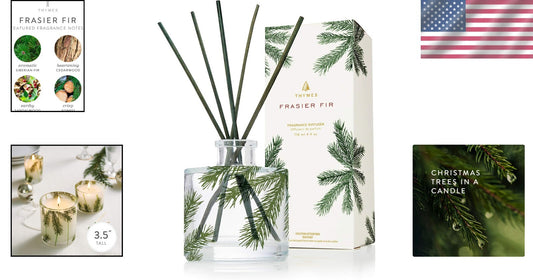 Frasier Fir Reed Diffuser Set - Elegant Green Glass with Long-Lasting Aroma