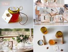 Load image into Gallery viewer, Elegant 1.5 oz Honey Jars with Gold Lids &amp; Wood Dippers for Celebrations