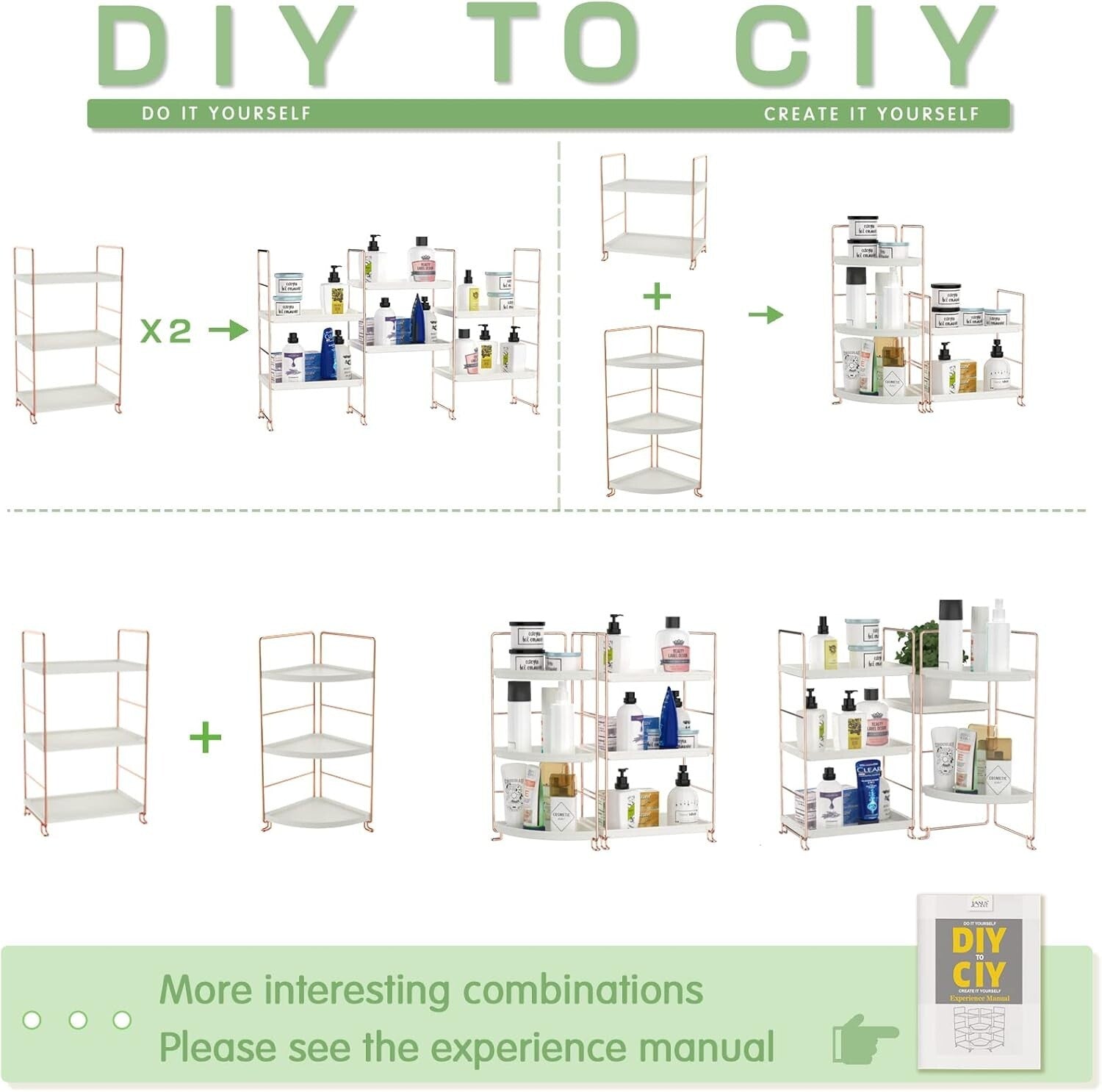 Elegant 3-Tier Bathroom Organizer - Modern Vanity and Spice Rack in Rose Gold