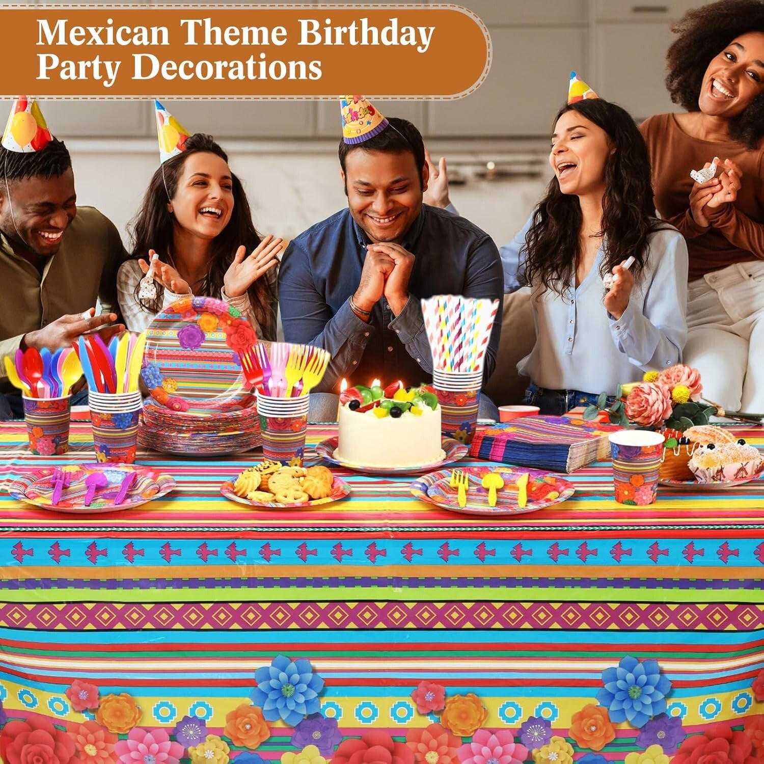 Disposable Mexican Party Tableware Set for 50 - Quick Cleanup & Festive Style