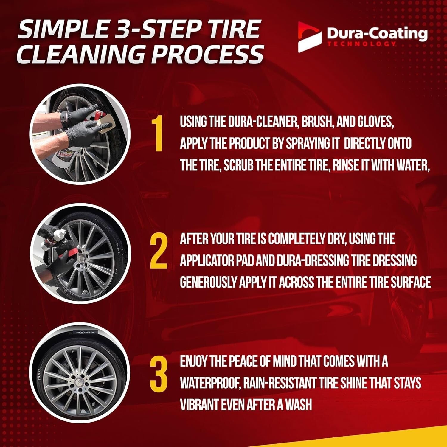 Dura-Cleaner & Tire Shine Applicator Set—Made in the USA for Ultimate Tire Care