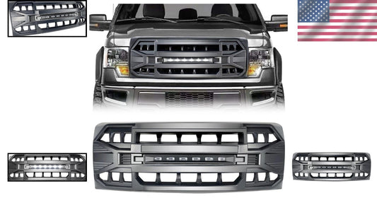 2009-2014 F150 Replacement Grill - Matte Black, LED Lights, No Modifications