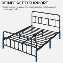 Load image into Gallery viewer, Elegant Black Iron Bed Frame - Full Size with High Headboard &amp; Under Bed Storage