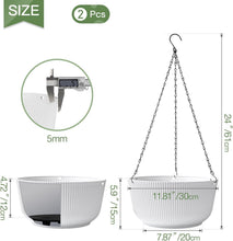 Load image into Gallery viewer, Modern White Hanging Flower Pots - 12 Inch Self-Watering Planters for Any Space