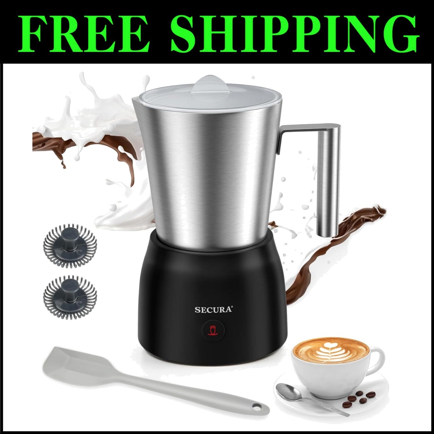 17oz Stainless Steel Electric Milk Frother for Café-Quality Lattes & More