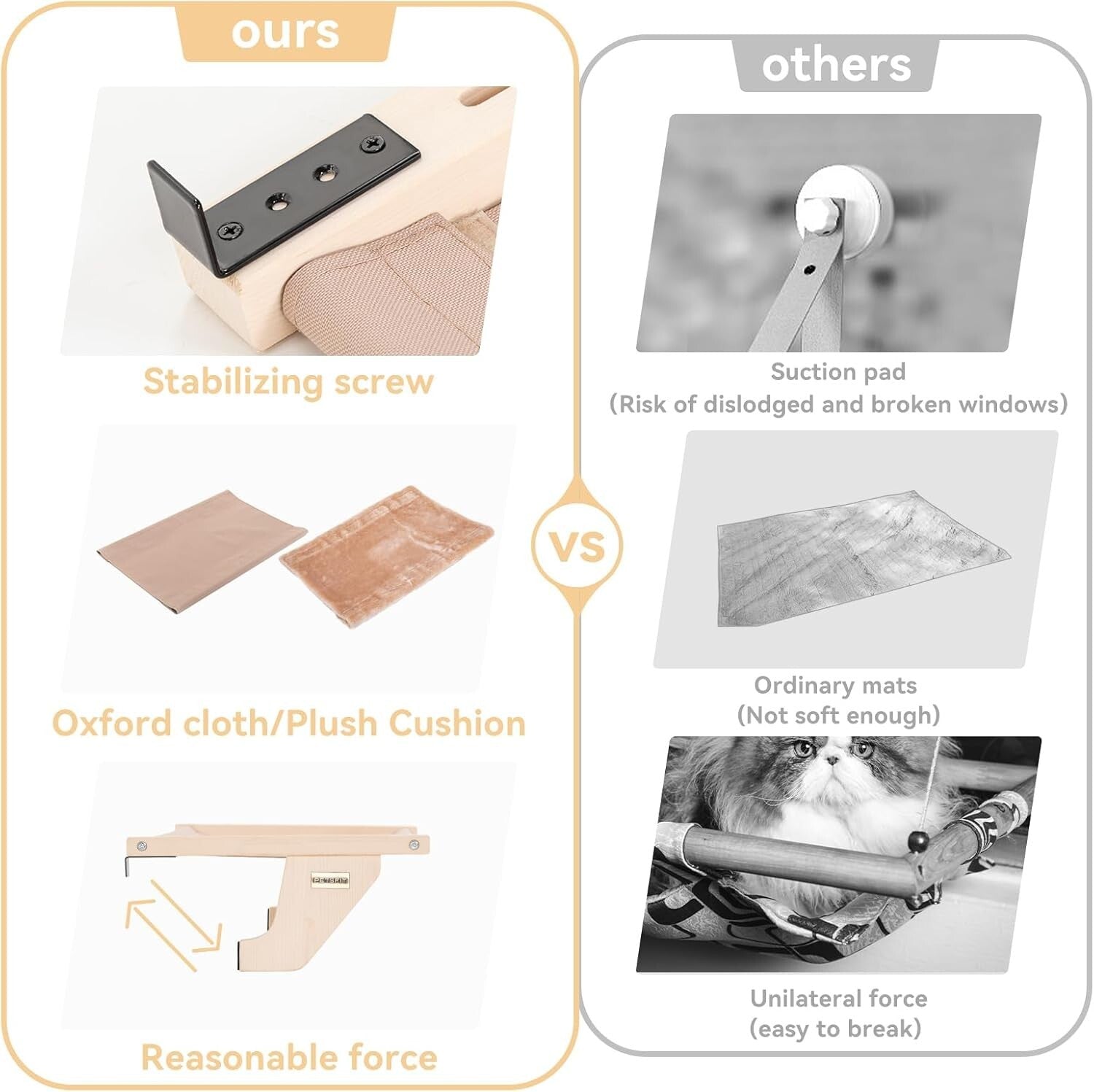 Space-Saving Cat Window Perch with Easy Assembly and Scratch-Resistant Pads