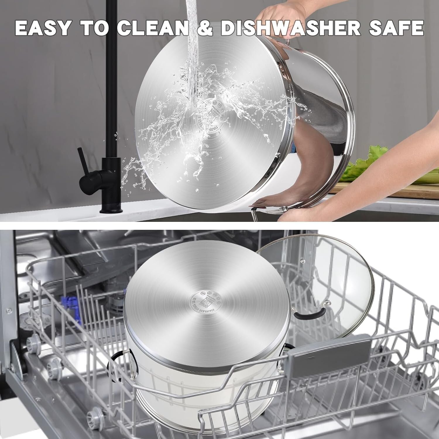 20 Quart Large Capacity Sauce Pot with Stay-Cool Silicone Handles and Steam Vent