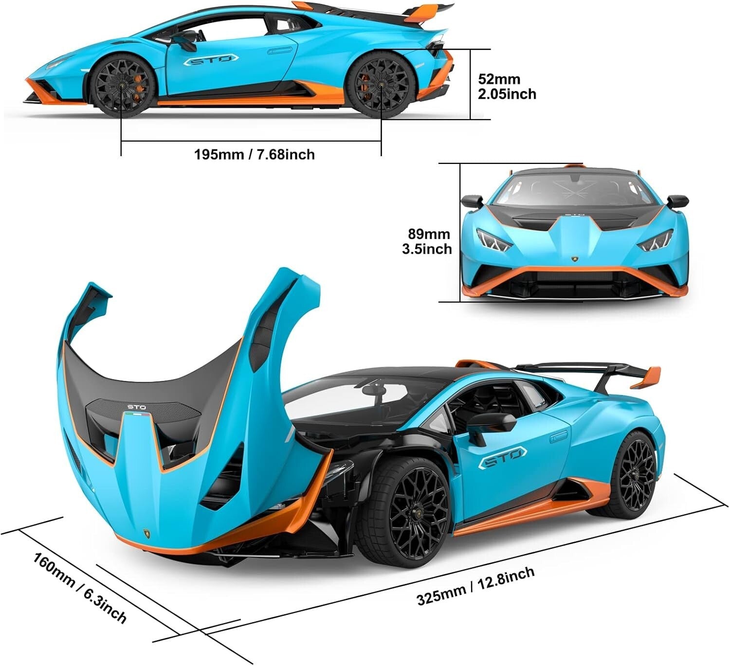 Blue Lamborghini Huracán STO R/C Toy Car 1/14 Scale - Perfect Gift for Ages 8-12