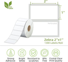 Load image into Gallery viewer, Adhesive 2" x 1" Direct Thermal Labels Compatible with Rollo &amp; Zebra Printers
