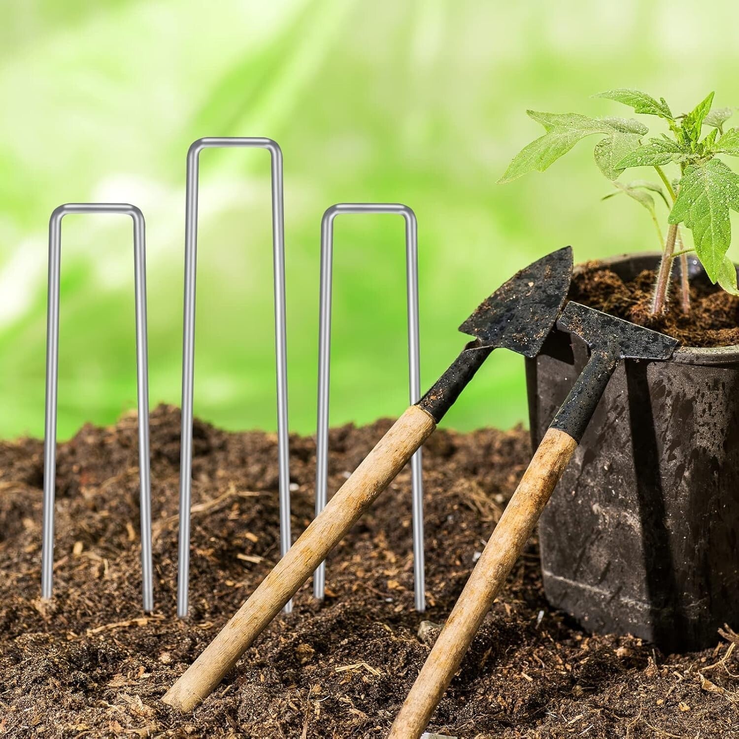 420pcs Galvanized U-Shaped Garden Stakes - 6-Inch for Versatile Outdoor Use