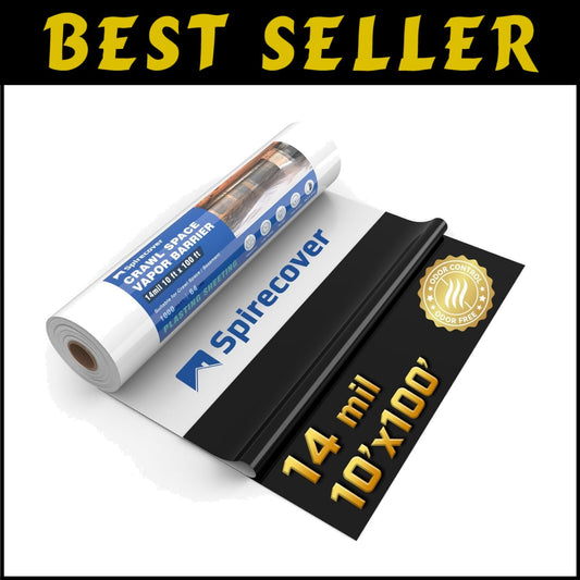 Durable 14 Mil Thick Plastic Sheeting - 10' x 100' Heavy-Duty Vapor Barrier