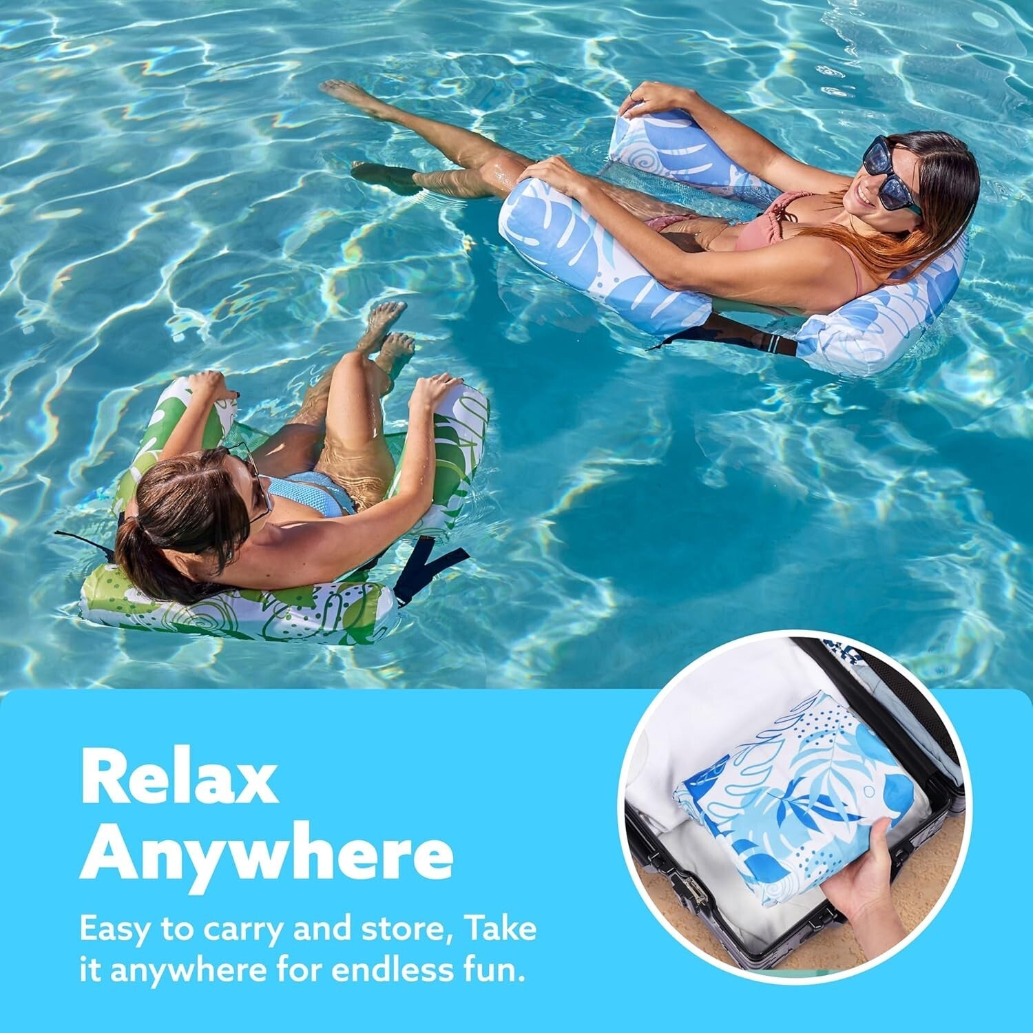 Adjustable Floating Lounge Chairs for Adults - Heavy-Duty Pool & Beach Float