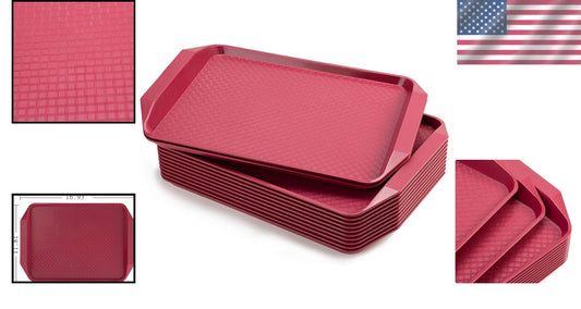 16.95" x 11.82" Modern Plastic Fast Food Trays - Set of 12 for Versatile Use