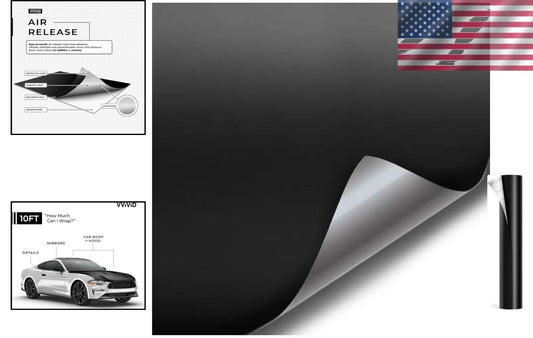 Heavy-Duty Matte Black Vinyl Wrap 3.9mm Thick - Self-Healing & Easy Application