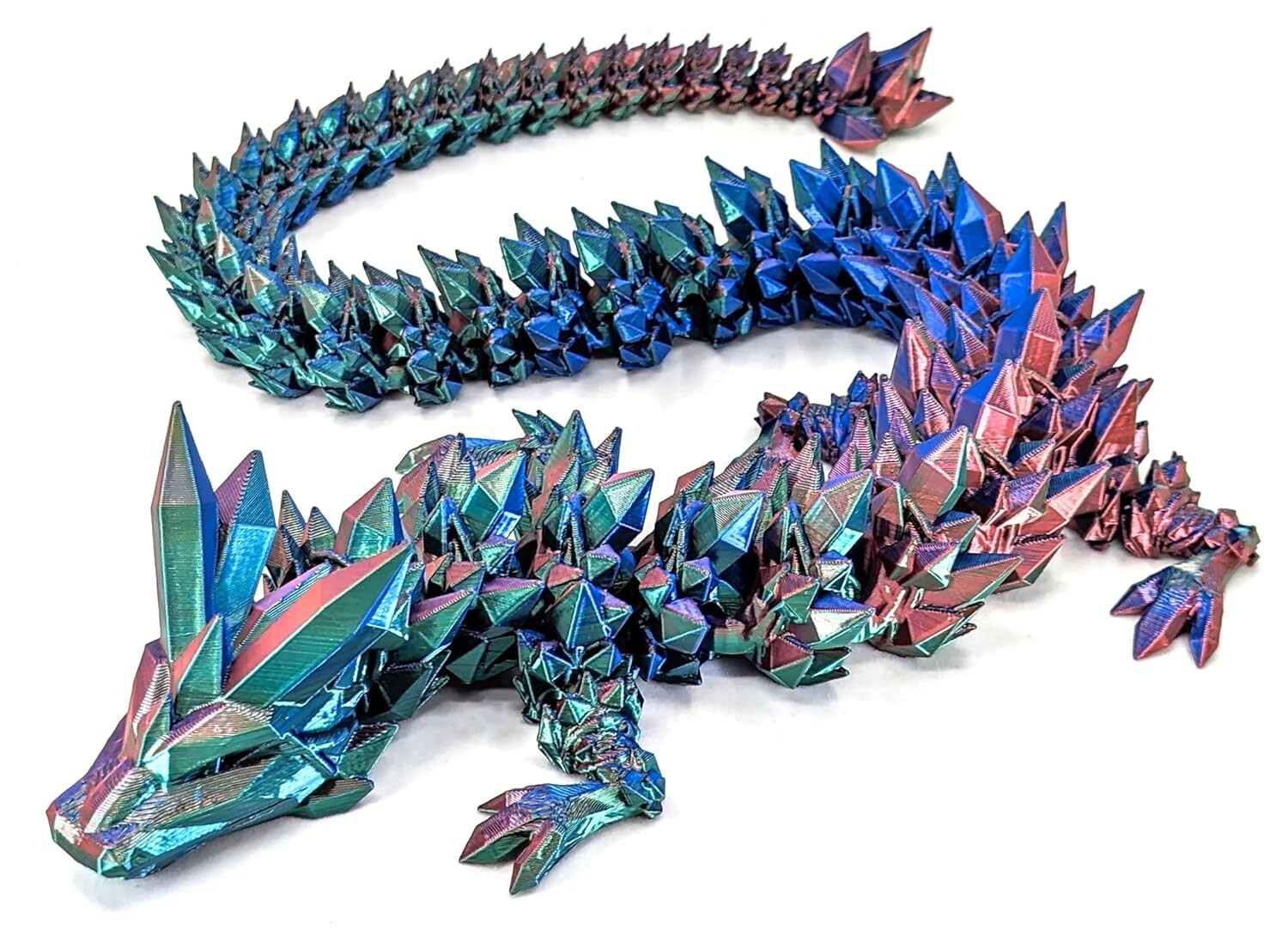 Vibrant 24" Articulated Crystal Dragon - Durable 3D Printed Eco-Friendly Design