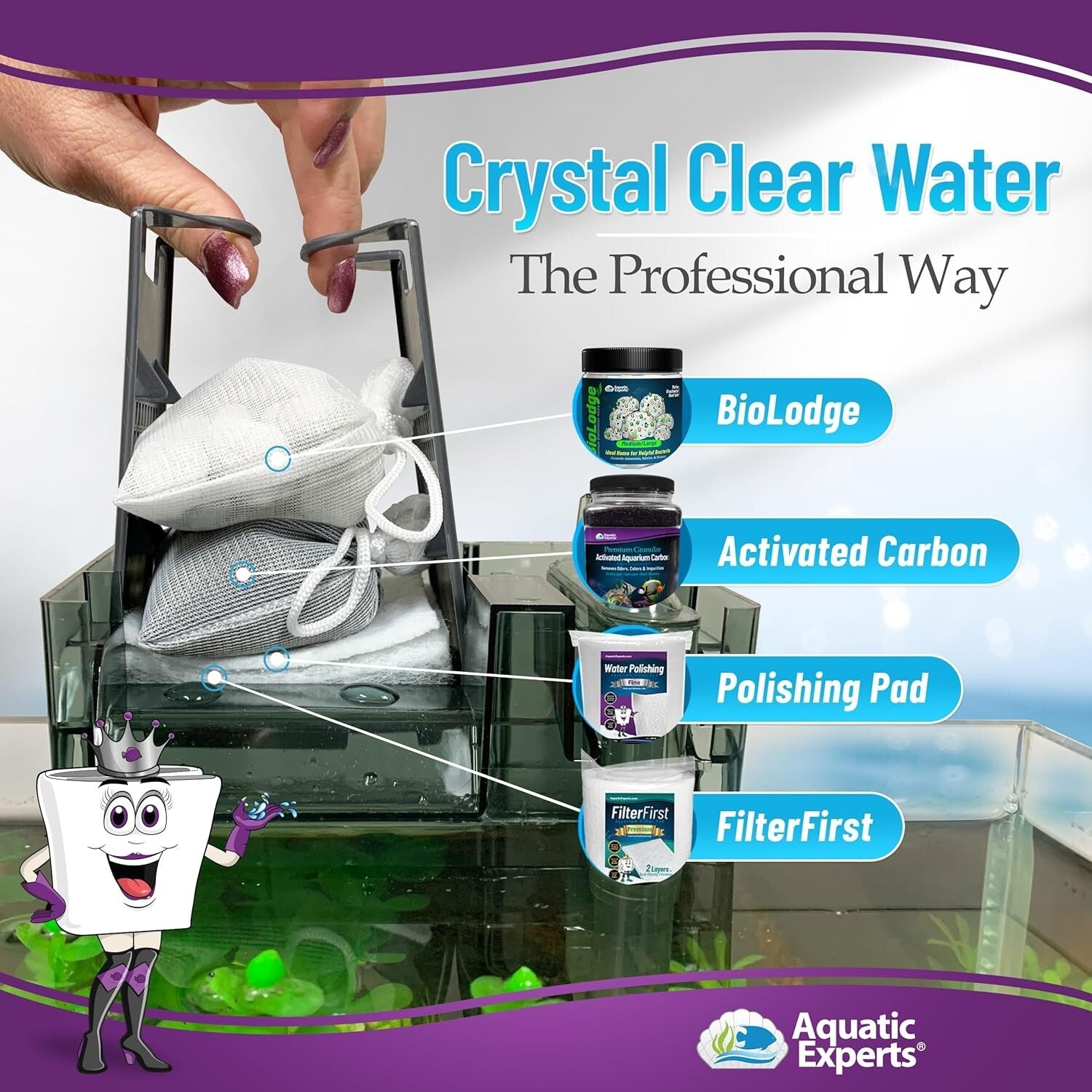 Cut-to-Fit 100 Micron Water Polishing Pad - 4 Pack, Perfect for Fish Tanks