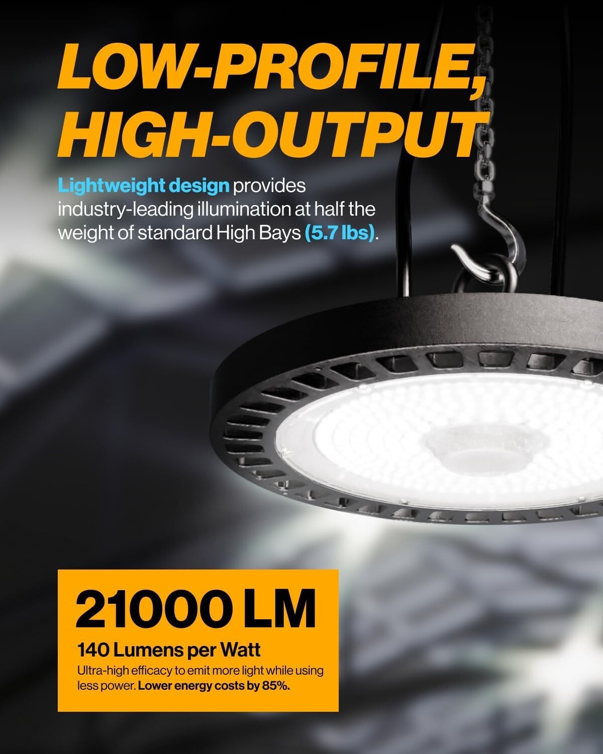 Ultra-Bright 21000 LM LED High Bay Light - 150W Dimmable for Gym & Warehouse Use