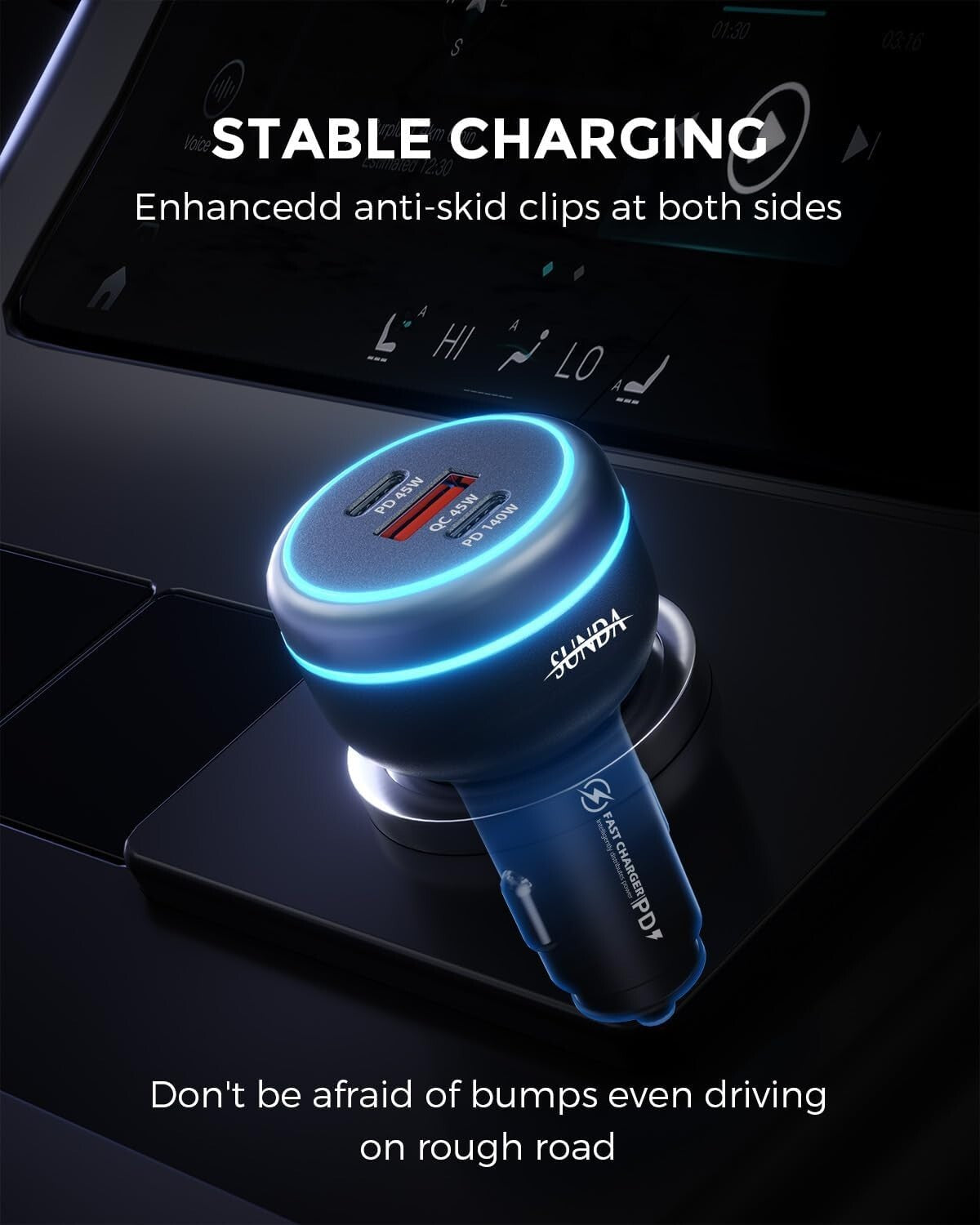 Super Fast Car Charger: 230W USB-C with QC 3.0 & Dual Ports for Fast Charging