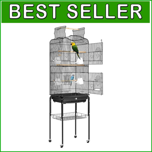Elegant 64-Inch Bird Cage with Multiple Play Areas and Secure Locking Joints