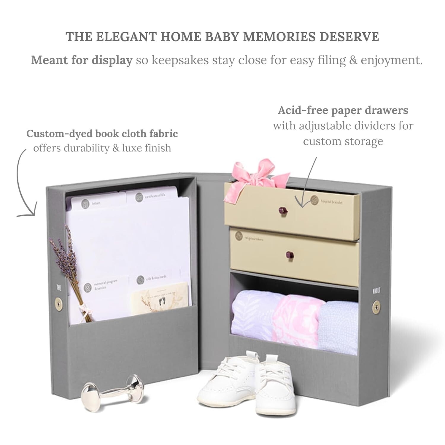 Baby Keepsake Organizer Box - Gender-Neutral & Modern Acid-Free Memory Storage