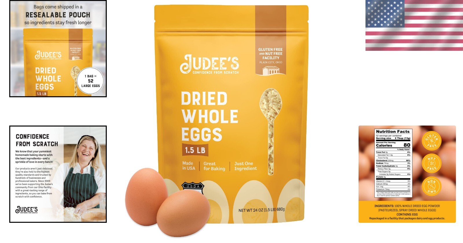 Nutritious 1.5 lbs Gluten-Free Dried Egg Powder - Ideal for Home & Outdoor Use