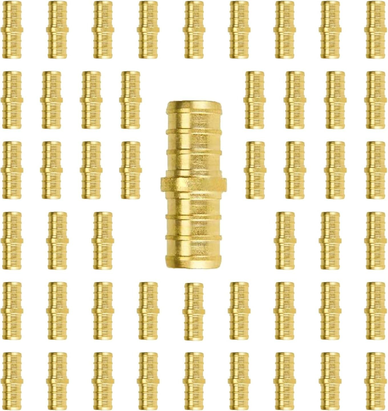 50-Pack Lead-Free Brass 1/2 Inch Pex Couplings - NSF Certified Plumbing Fittings